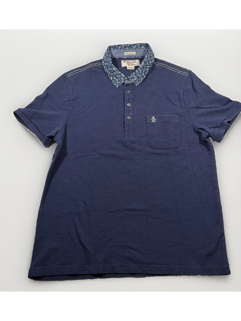Original Penguin Heritage Supply Blue Floral Collar Polo Shirt